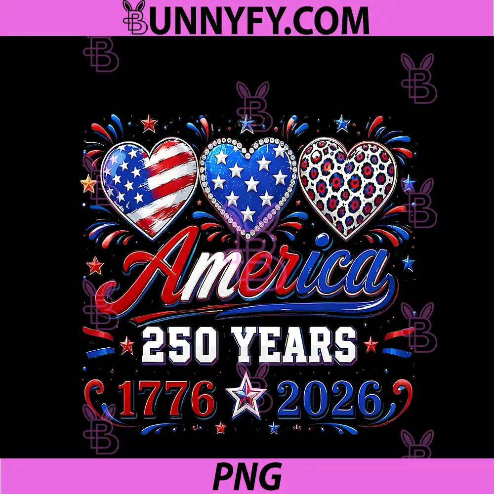 250th Anniversary America Flag PNG, Heart 250 Year PNG