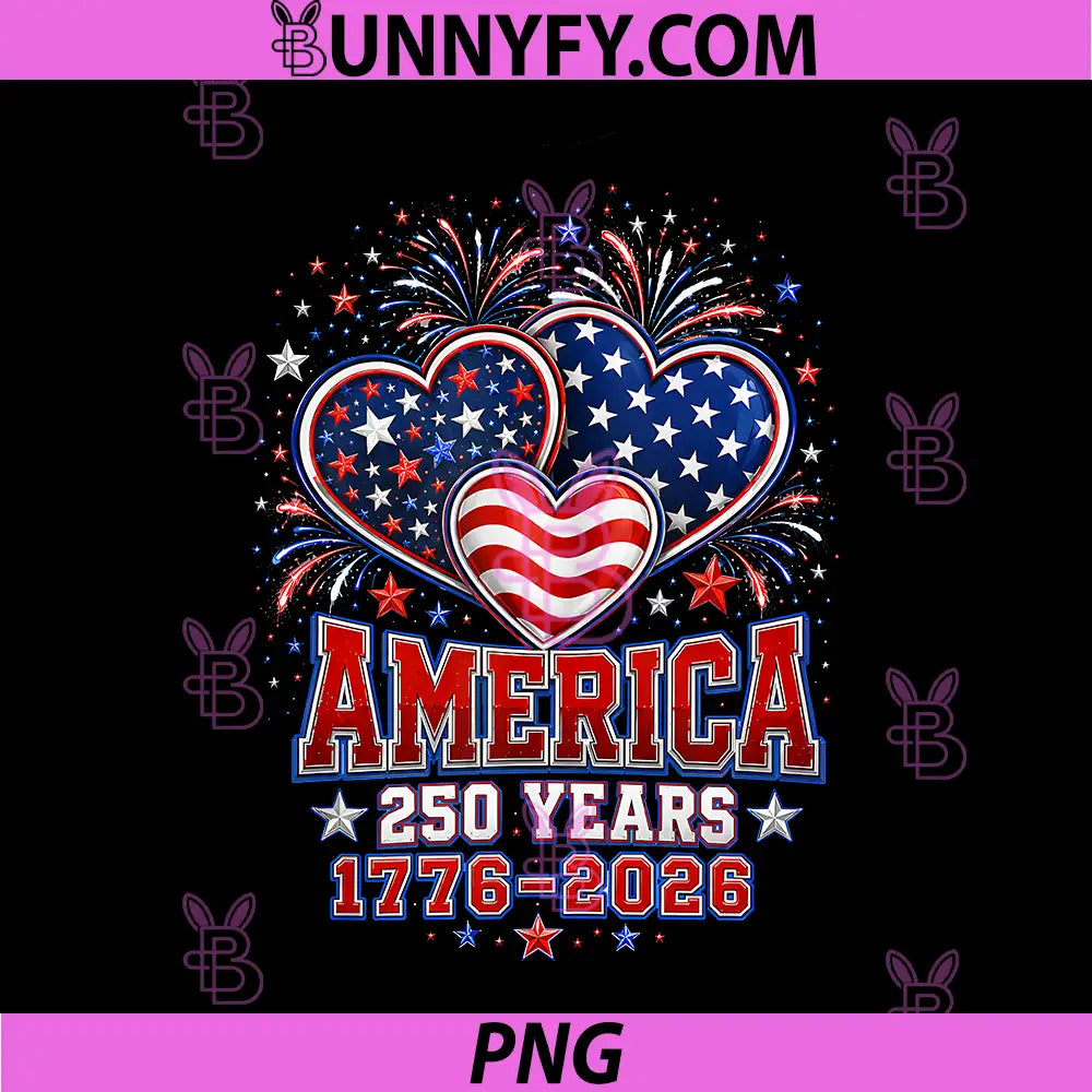 250th Anniversary America Flag PNG, Heart 250 Year PNG