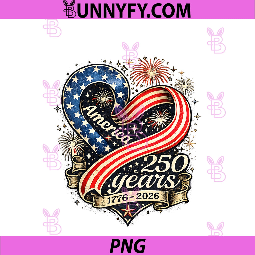 250th Anniversary America Flag PNG, Heart 250 Year PNG