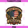 250th Anniversary America Flag PNG, Heart 250 Year Women Girls PNG
