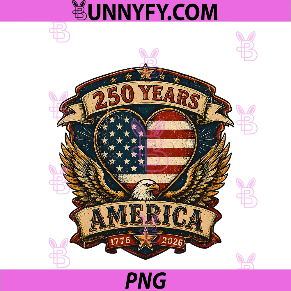 250th Anniversary America Flag PNG, Heart 250 Year Women Girls PNG