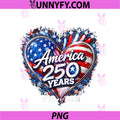 250th Anniversary America Flag PNG, Heart 250 Year Women Girls PNG