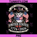 250th Anniversary America PNG, Patriotic USA Cat 4th of July PNG