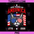 250th Anniversary America USA PNG, 250 Years of Ameowica Cat PNG