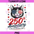 250th Anniversary America PNG, USA Flag Sunglasses Cat 250 Years PNG