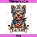 250th Anniversary USA 1776 2026 PNG, Dog Vintage Yorkie USA PNG