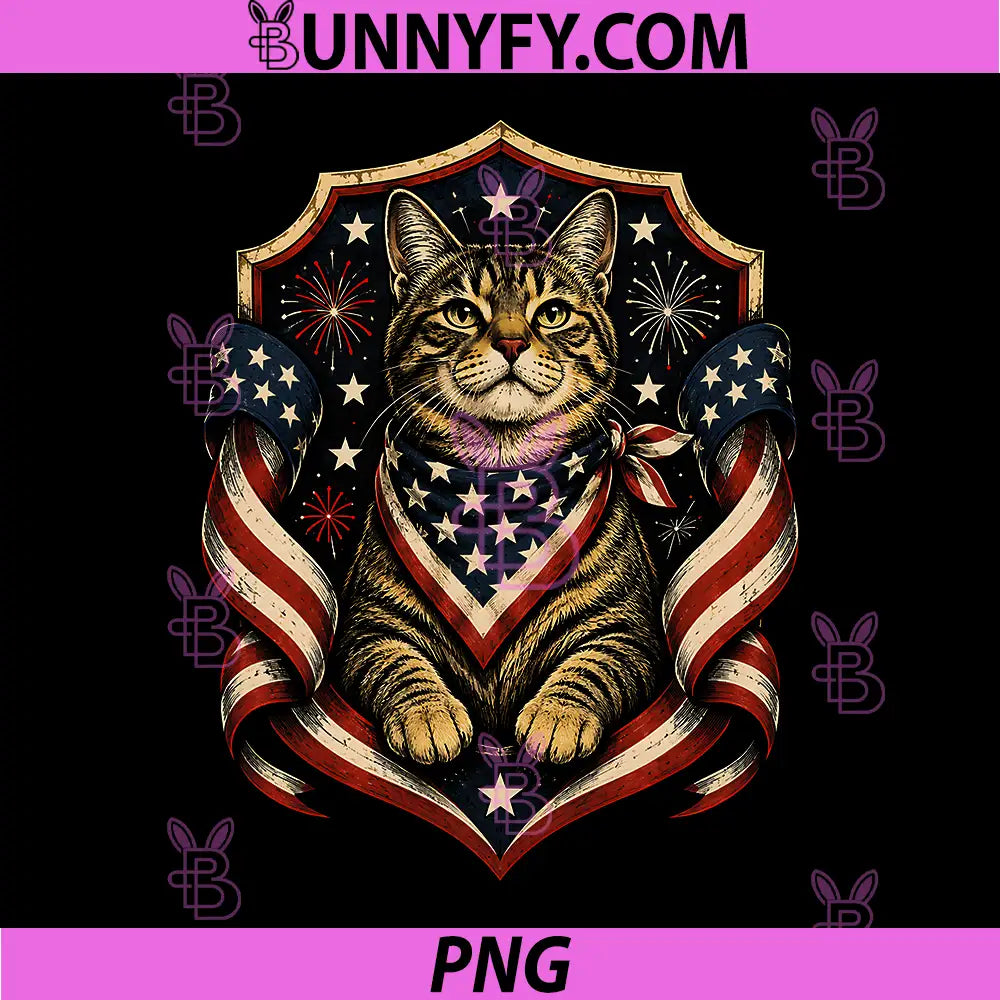 250th Anniversary USA 2026 PNG, American Flag Patriotic Cat PNG