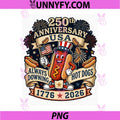 250th Anniversary USA Always Downing PNG, Hot Dogs 1776-2026 PNG