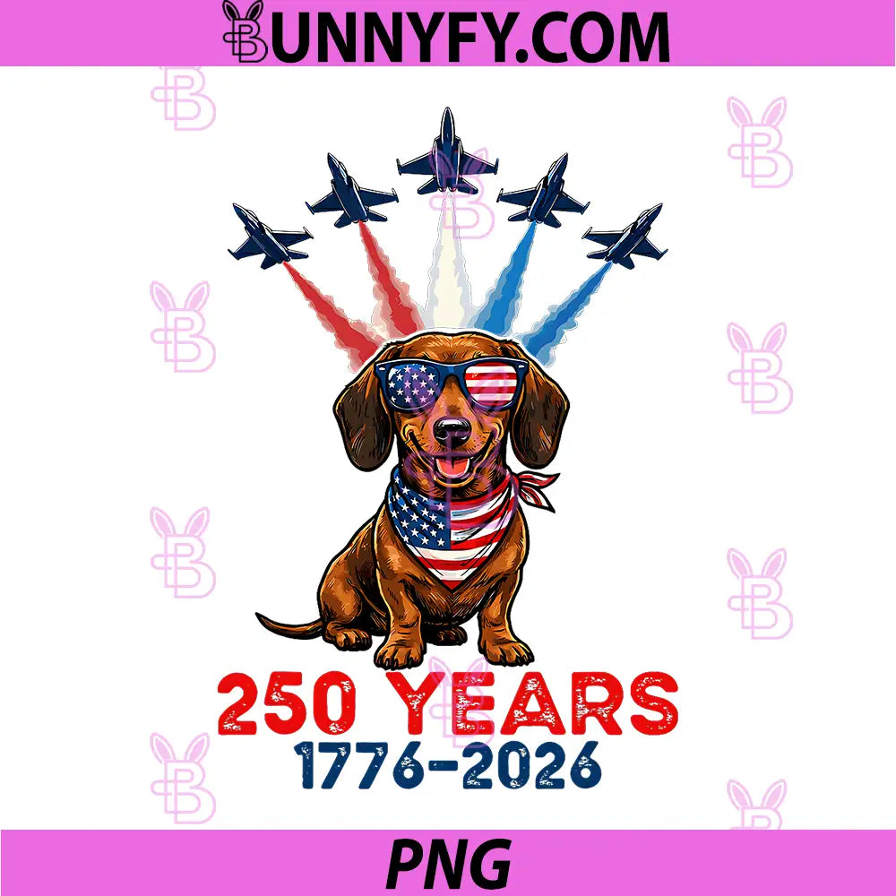 250th Anniversary USA PNG, Dachshund 4th of July Patriotic Dog PNG