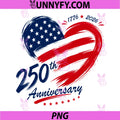 250th Anniversary USA Flag PNG, Heart 1776 2026 250 America Years PNG