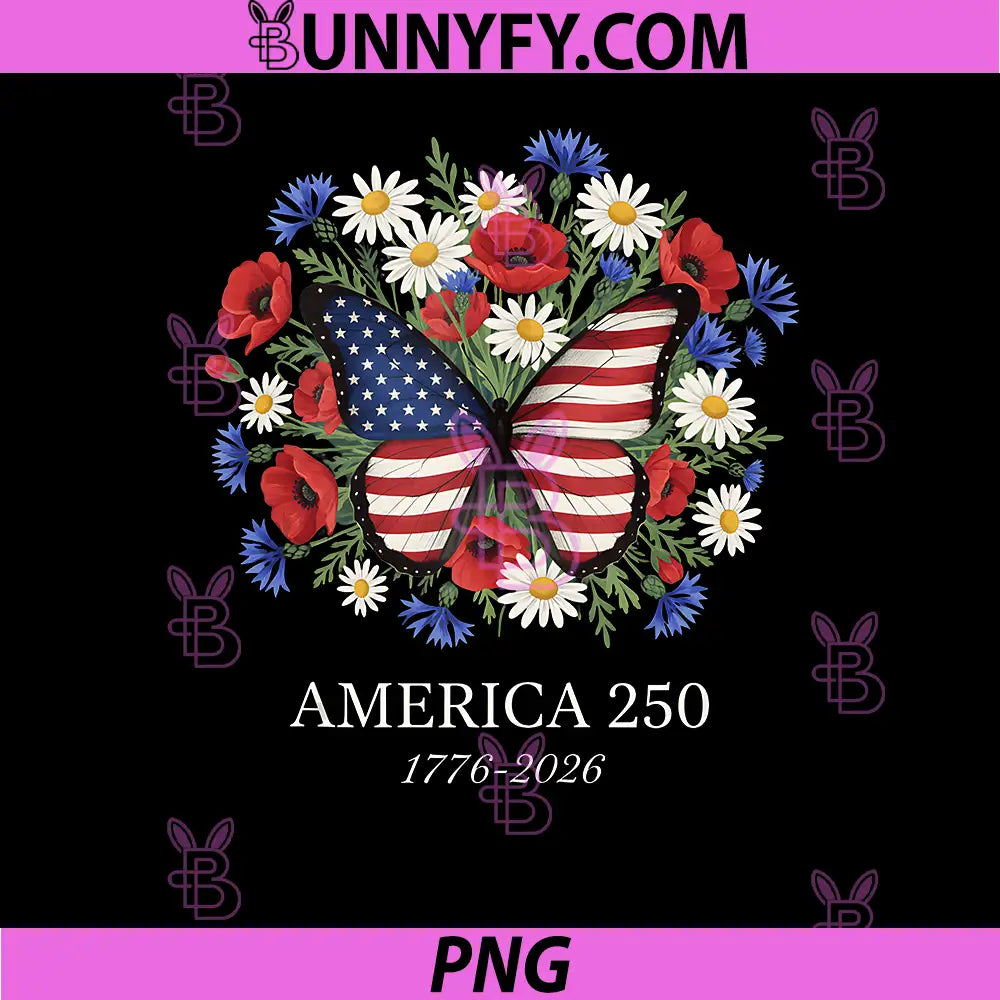 250th Anniversary USA Floral PNG, 4th of July Patriotic 250 Years PNG