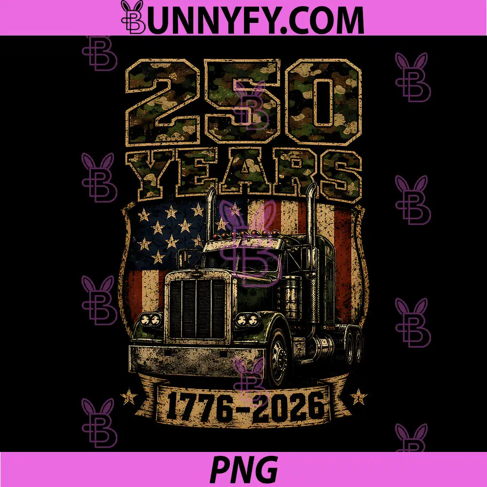 250th Anniversary USA Freedom PNG, Trucker 250 Years American PNG