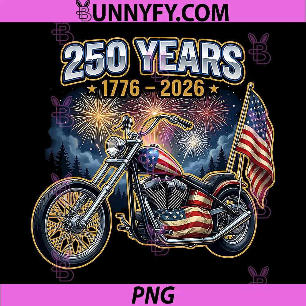 250th Anniversary USA Motorcycle PNG, Biker Patriotic 1776 2026 PNG
