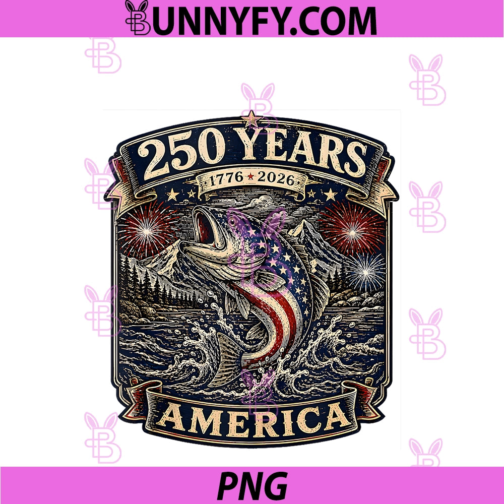 250th Anniversary USA PNG, 1776 2026 Fishing Flag PNG