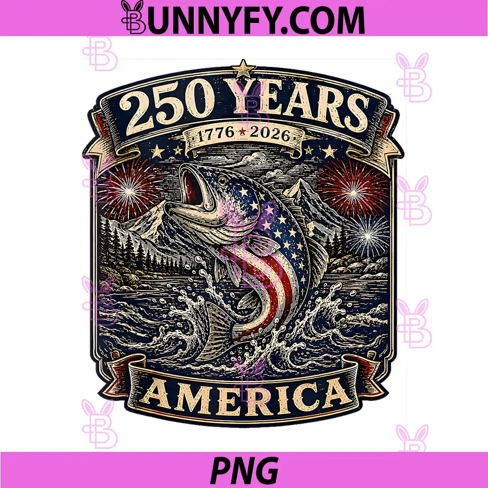 250th Anniversary USA PNG, 1776 2026 Fishing Flag PNG