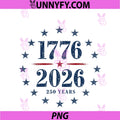 250th Anniversary USA Tee America PNG, Retro 250 Years 1776 2026 PNG