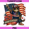 250th USA Anniversary 4th of July PNG, Patriotic Cat American Flag PNG