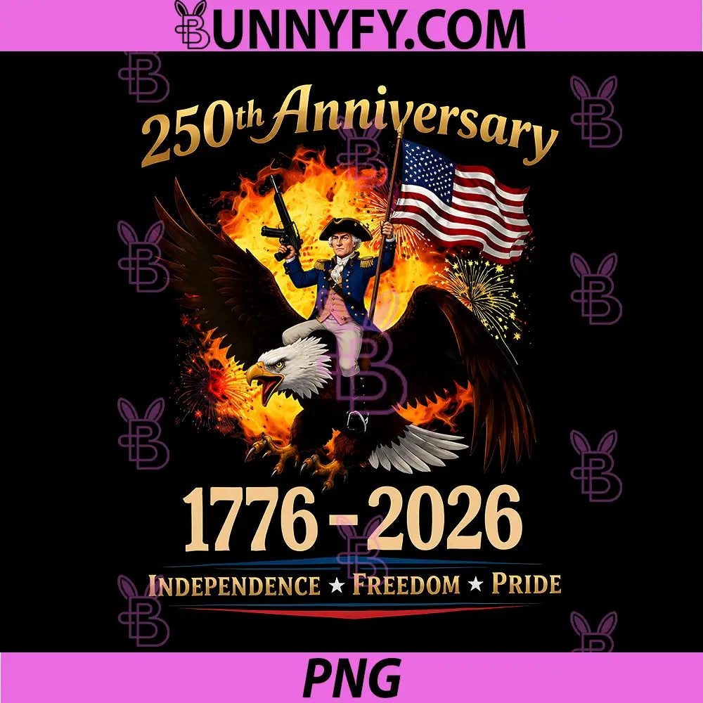 250th Yeas 1776 2026 Funny PNG, Geogre Washington Ridin PNG