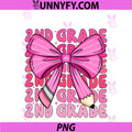 2nd Grade Girls Coquette Bow Back To School PNG, Second Grade PNG