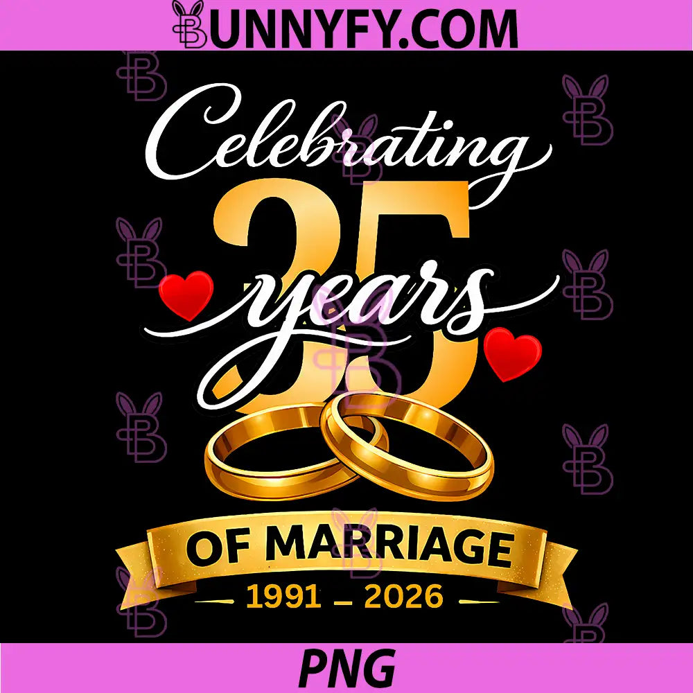 35 Years of Marriage PNG, 35th Anniversary 1991 2026 PNG
