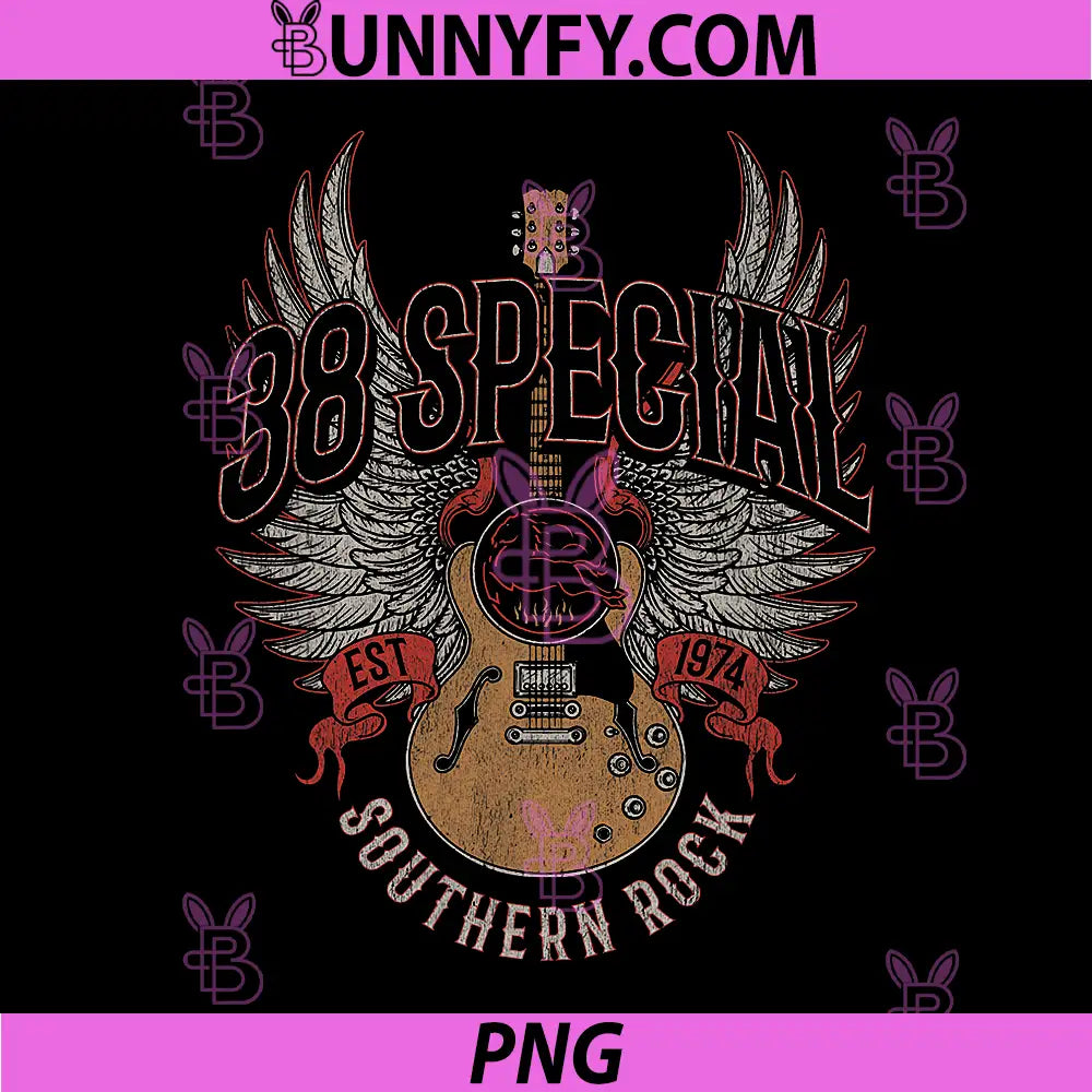 38 Special Southern Rock Guitar Wings PNG, Vintage Rock Band Art PNG