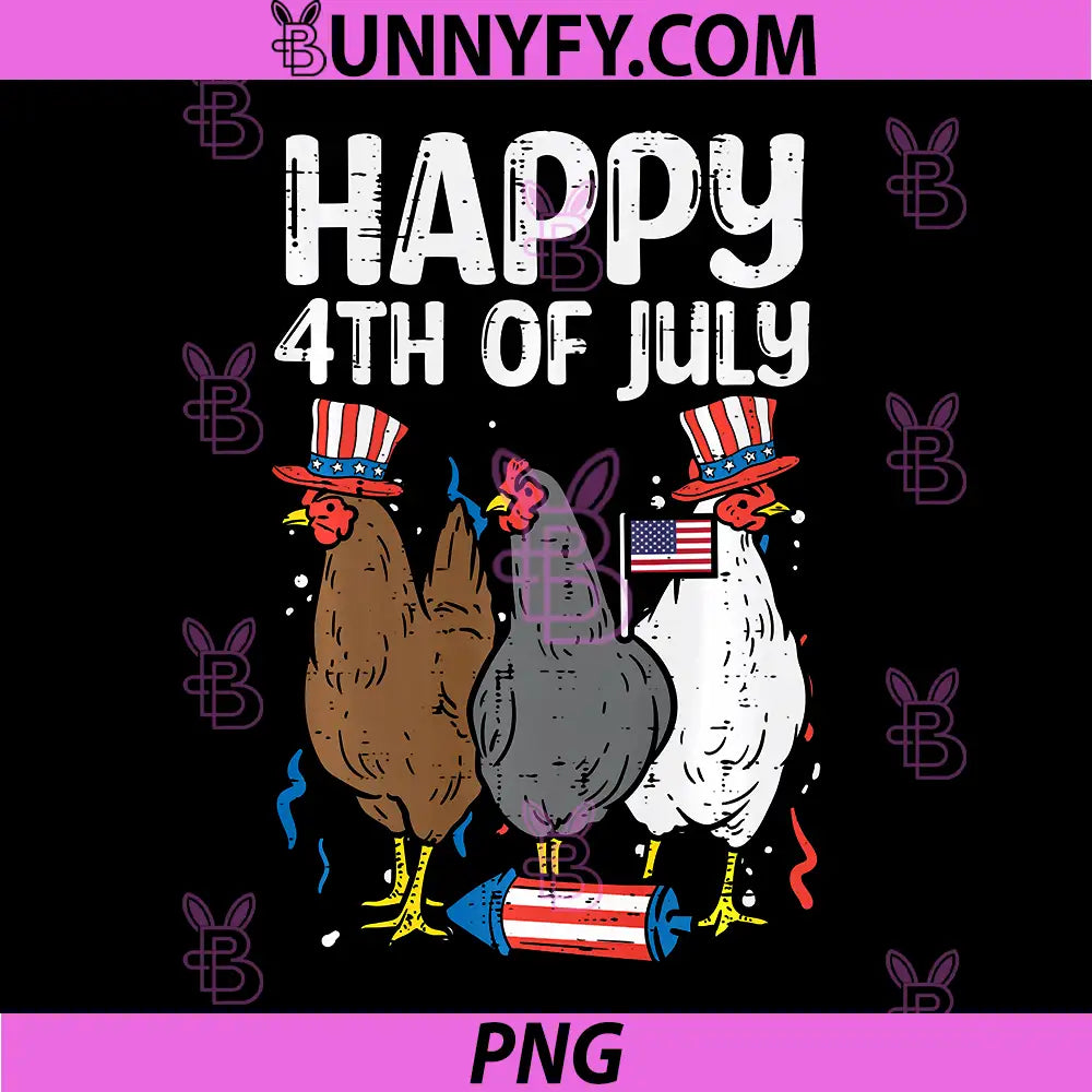 3 Chickens Happy 4th of July PNG, Farm Patriotic Performance PNG