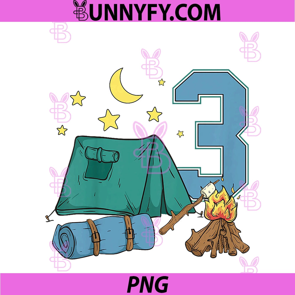 3rd Camping Birthday Three Year Old PNG, Camping Birthday Party PNG