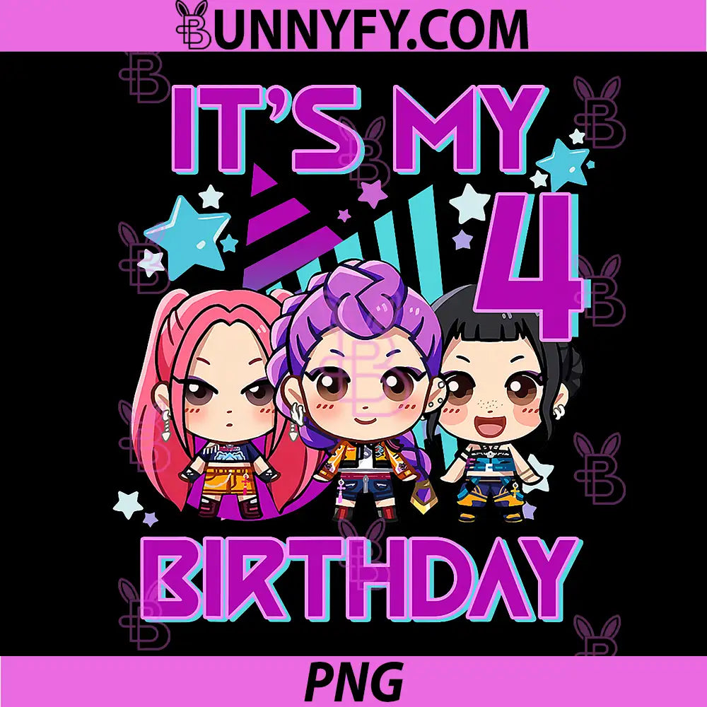 Its My 4 Birthday Kpop Girl Cartoon PNG, Cute Kpop Kids PNG