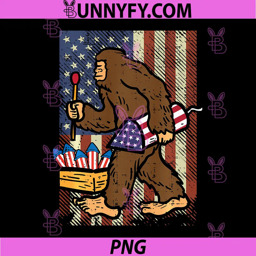 4th July Bigfoot Fireworks PNG, Sasquatch America PNG