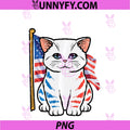 4th July Cat us Flag Cute Pet Kitten PNG, Patriot Women Girls Kid Permance PNG