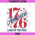 4th Of July 250th Anniversary America 1776 PNG, Land Of the Free PNG