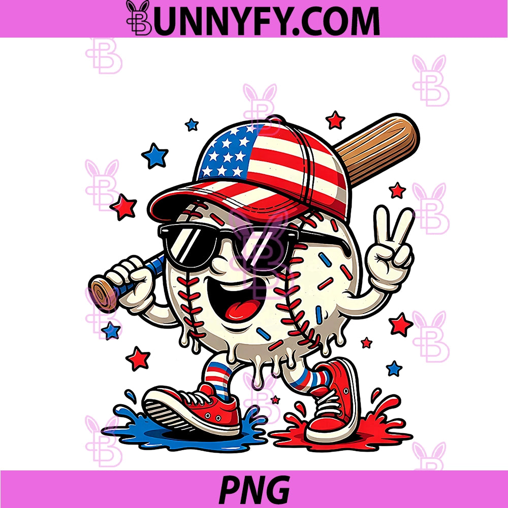 4th Of July Baseball Drip PNG, Patriotic American Flag PNG