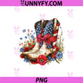 4th Of July Coquette Cowboy Boots PNG, Patriotic Western Cowgirl PNG