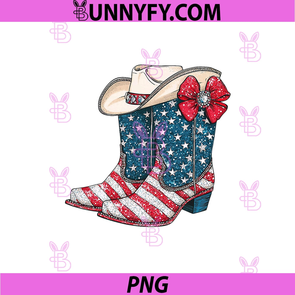 4th Of July Cowboy Boots PNG, Patriotic Western Cowgirl PNG