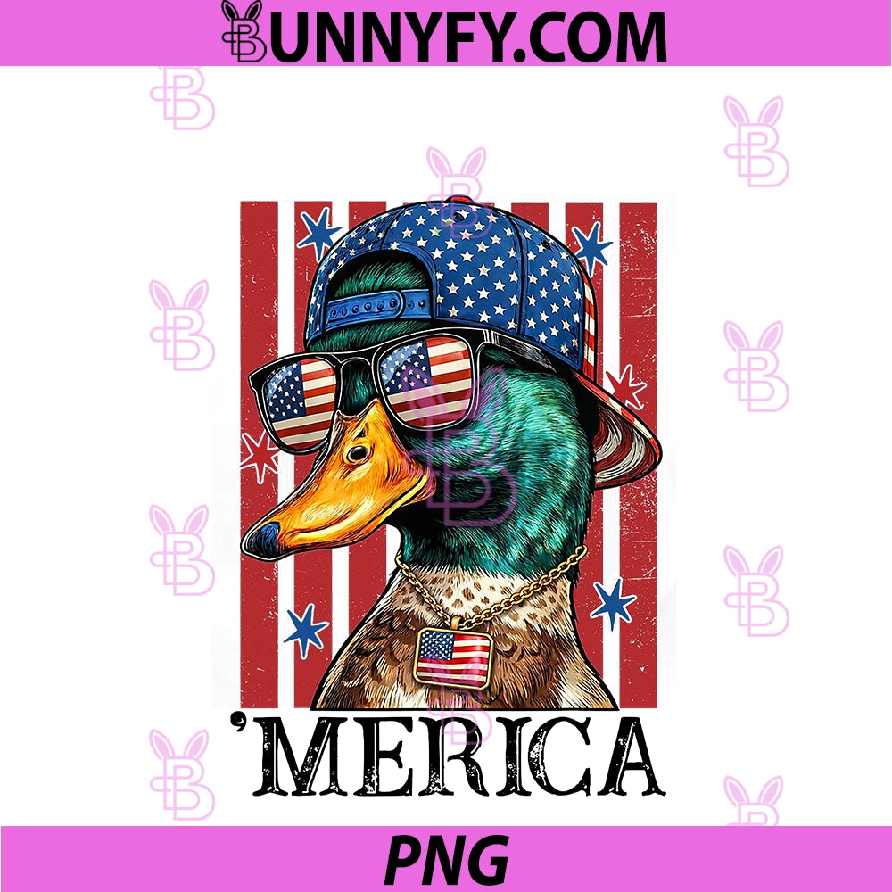4th Of July PNG, Funny Patriotic Merica Duck USA Red White Blue PNG