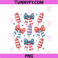 4th Of July PNG, Ice Cream Popsicle Ribbons Girls Kids Women Permance PNG