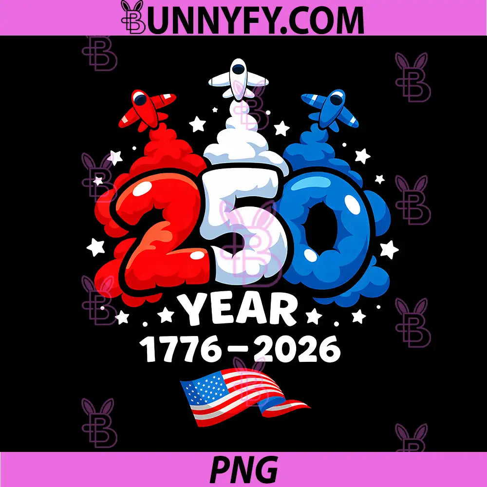 4th of July 250 Year Patriotic Red PNG, White USA 250th PNG