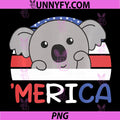 4th of July American PNG, Koala Merica Cute USA PNG