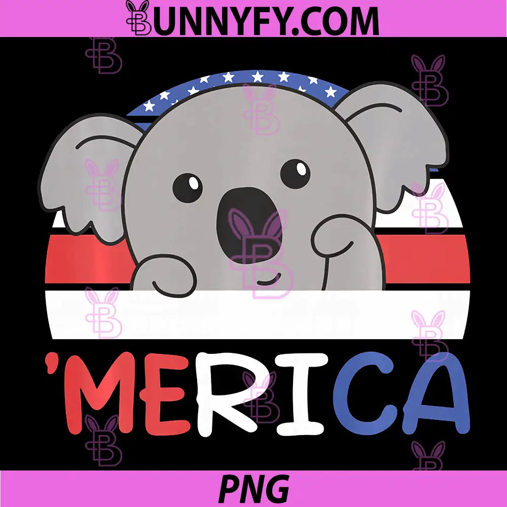 4th of July American PNG, Koala Merica Cute USA PNG