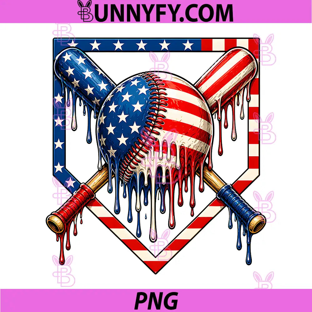 4th of July Baseball Drip PNG, American Flag Baseball 4th of July PNG