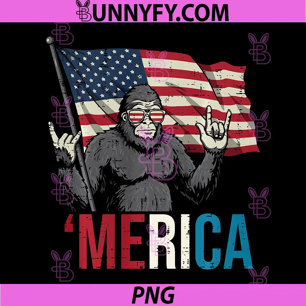 4th of July Bigfoot PNG, Rocker Merica American Performance PNG