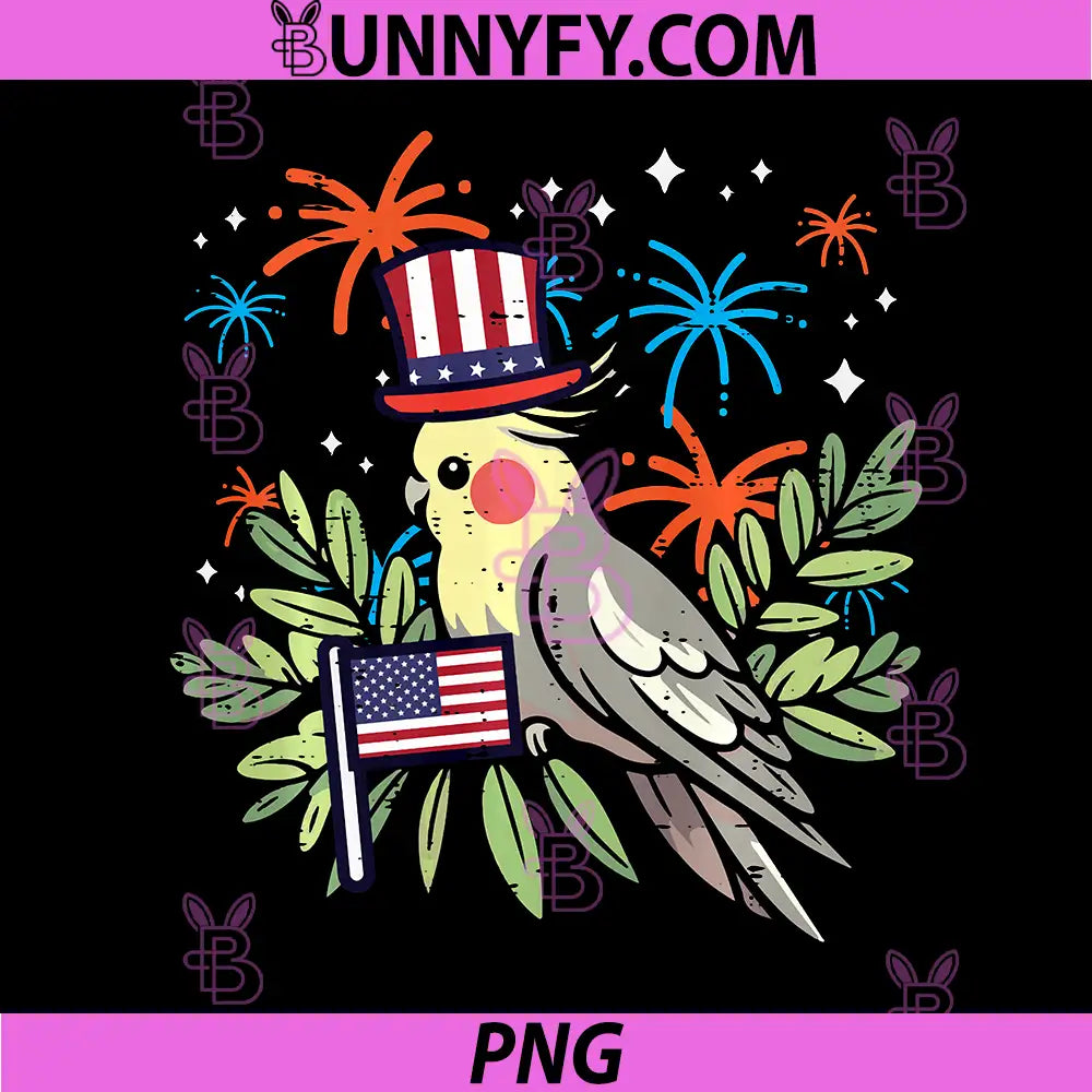4th of July Bird PNG, Cockatiel Independence PNG