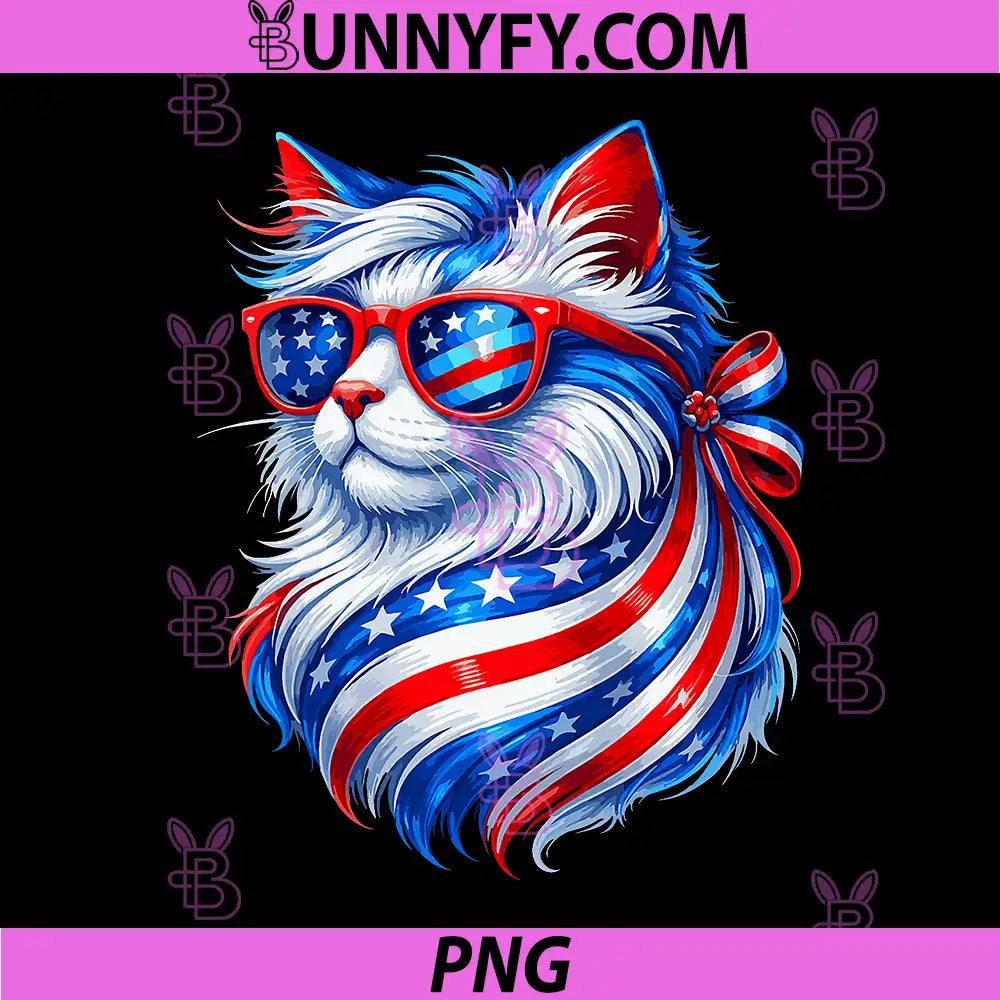 4th of July Cat Kitten PNG, American Flag USA Independence Day PNG