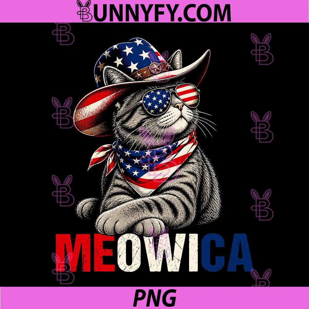 4th of July Cat Meowica PNG, US Flag Hat Patriotic PNG 
