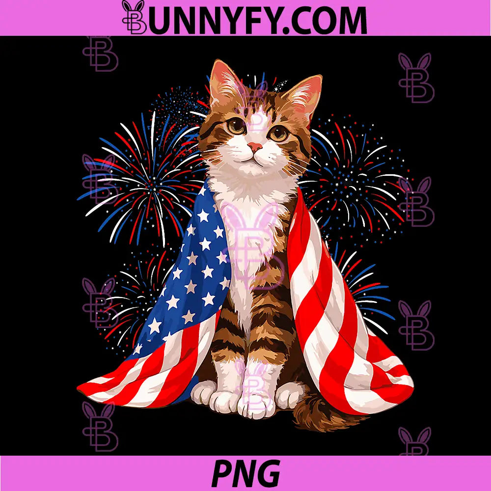 4th of July Cat Wearing PNG, American Flag USA Independence Day PNG