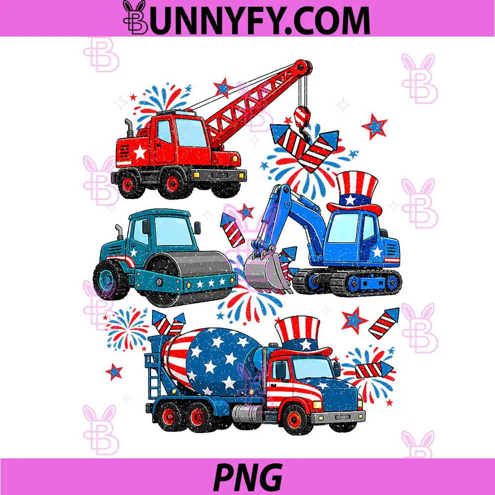 4th of July Construction PNG, Truck USA Patriotic PNG