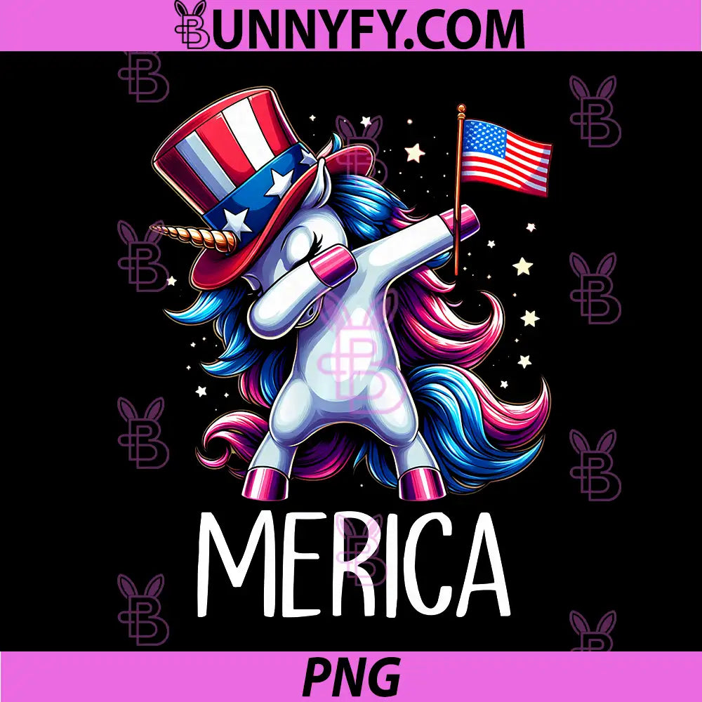 4th of July Dabbing Unicorn PNG, Unicorn American Flag Merica PNG
