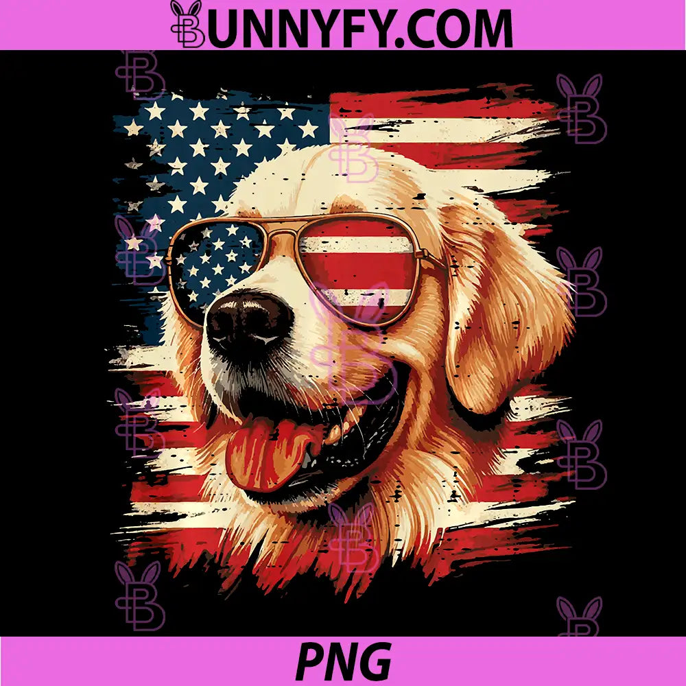 4th of July Dog PNG, Labrador Golden Retriever PNG