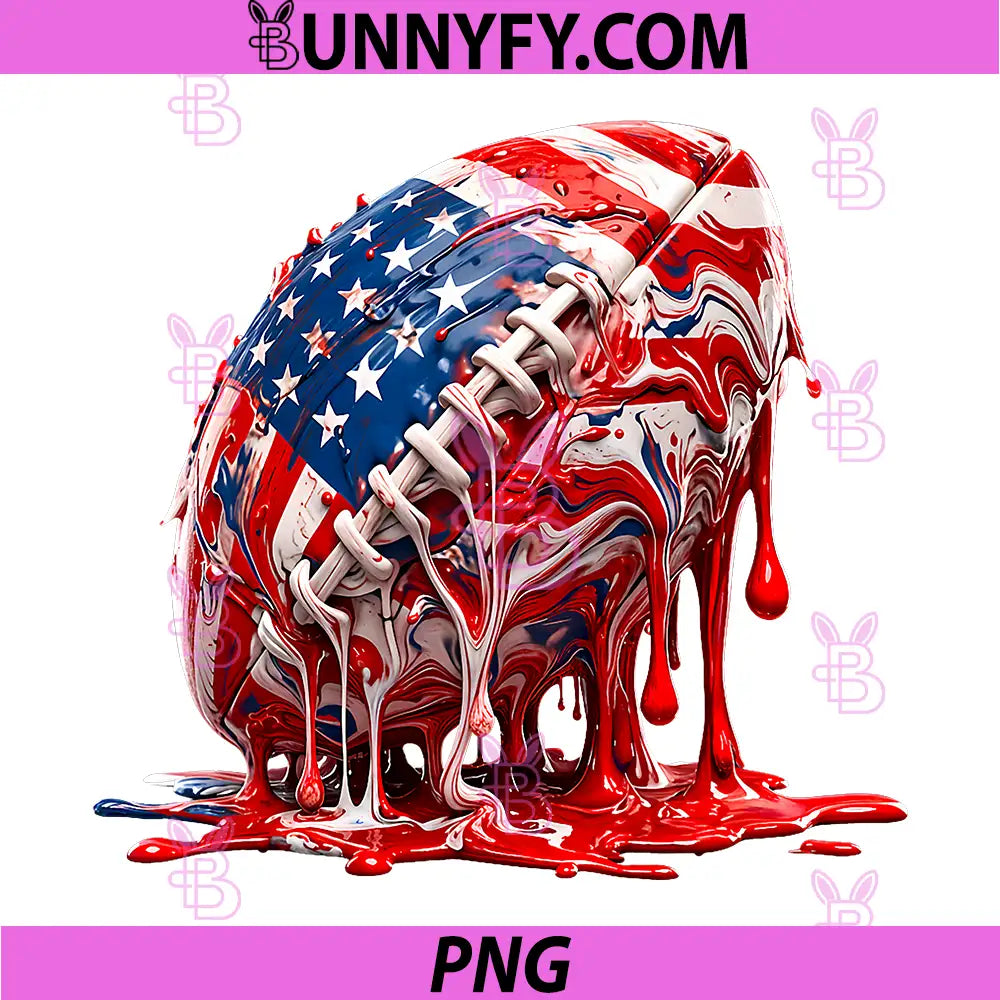 4th of July Football PNG, Melting USA Flag Patriotic PNG