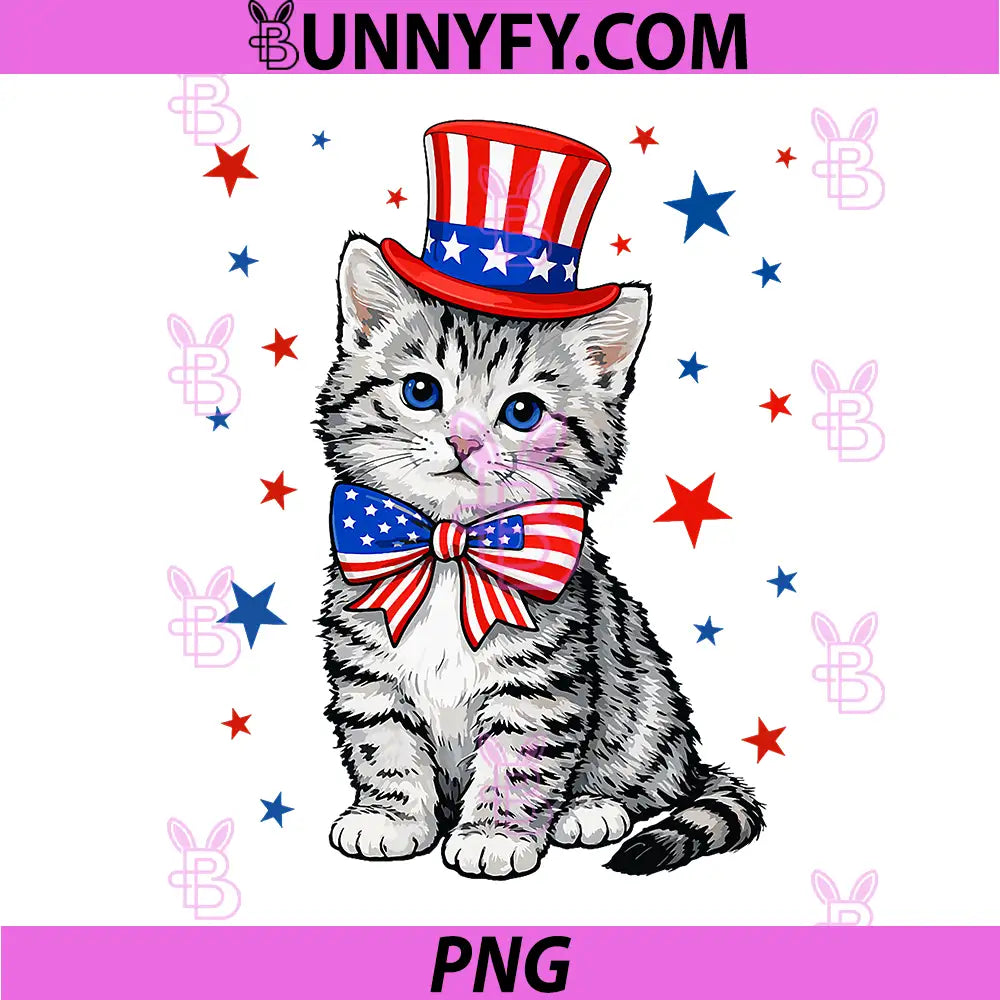 4th of July Funny Cat PNG, Kitten Patriotic American PNG
